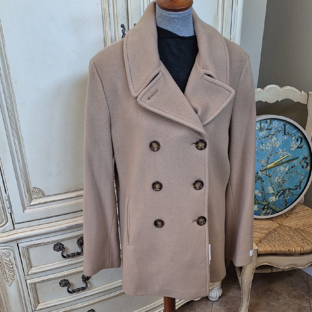 Calvin Klein Wool Blend Peacoat in Camel - Size 16 NWT